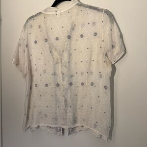 Elegant White and Blue Women's Blouse